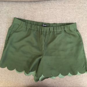 MADEWELL green scalloped shorts